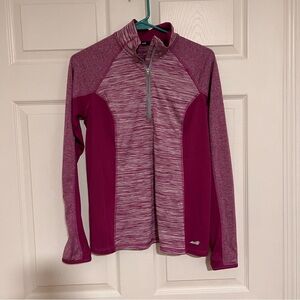 Avia Purple Athletic Quarter-Zip Long Sleeve Top with Thumbholes Size S